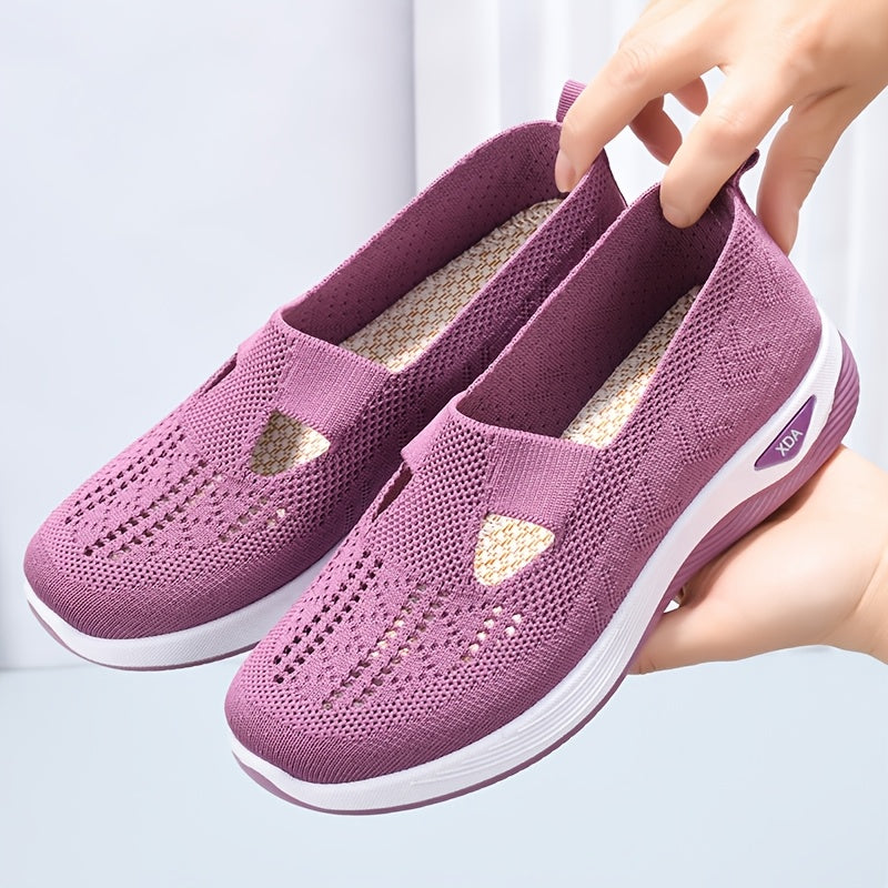 Casual slip on sneakers for women, lightweight and breathable with fabric upper and rubber sole, perfect for spring and summer.