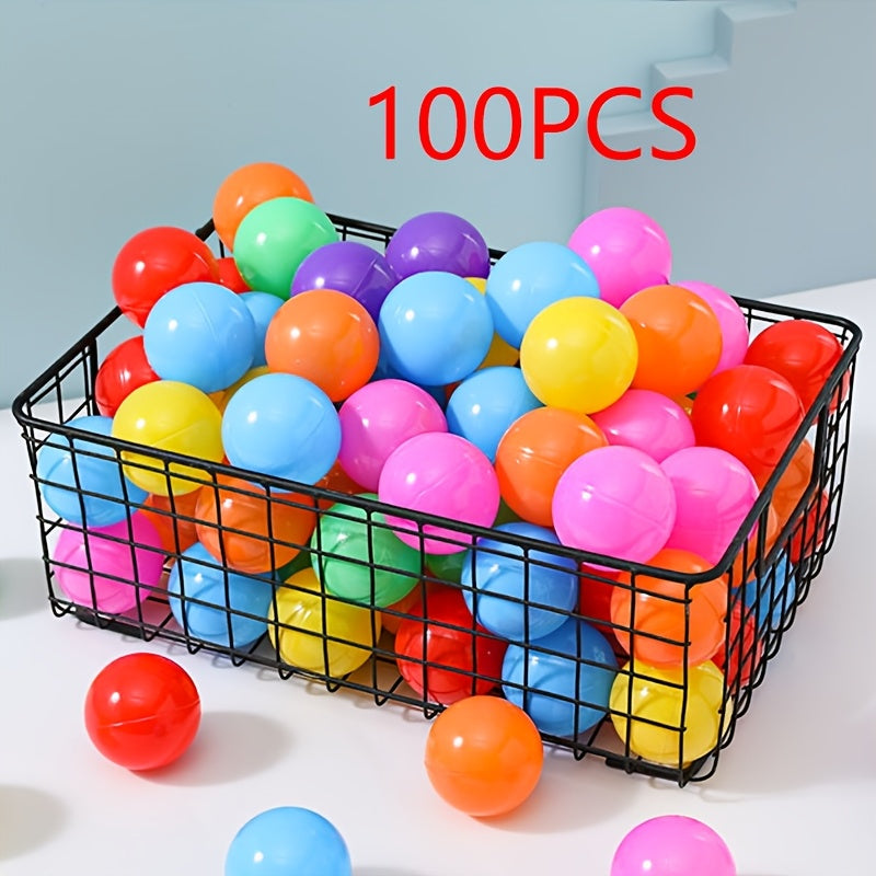 100 candy-colored ocean balls, suitable for ball pits, made from non-toxic materials.