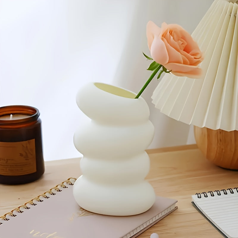 Spiral Cylinder Vase: Nordic Style, Minimalist Design, Lightweight Plastic, Ideal for Home Decor