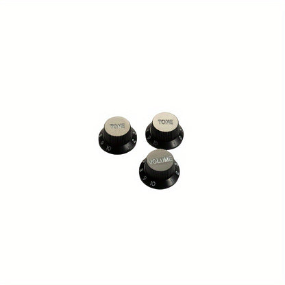 Electric guitar knob cap for volume, tone, and speed control. Available in black, white, or cream yellow.