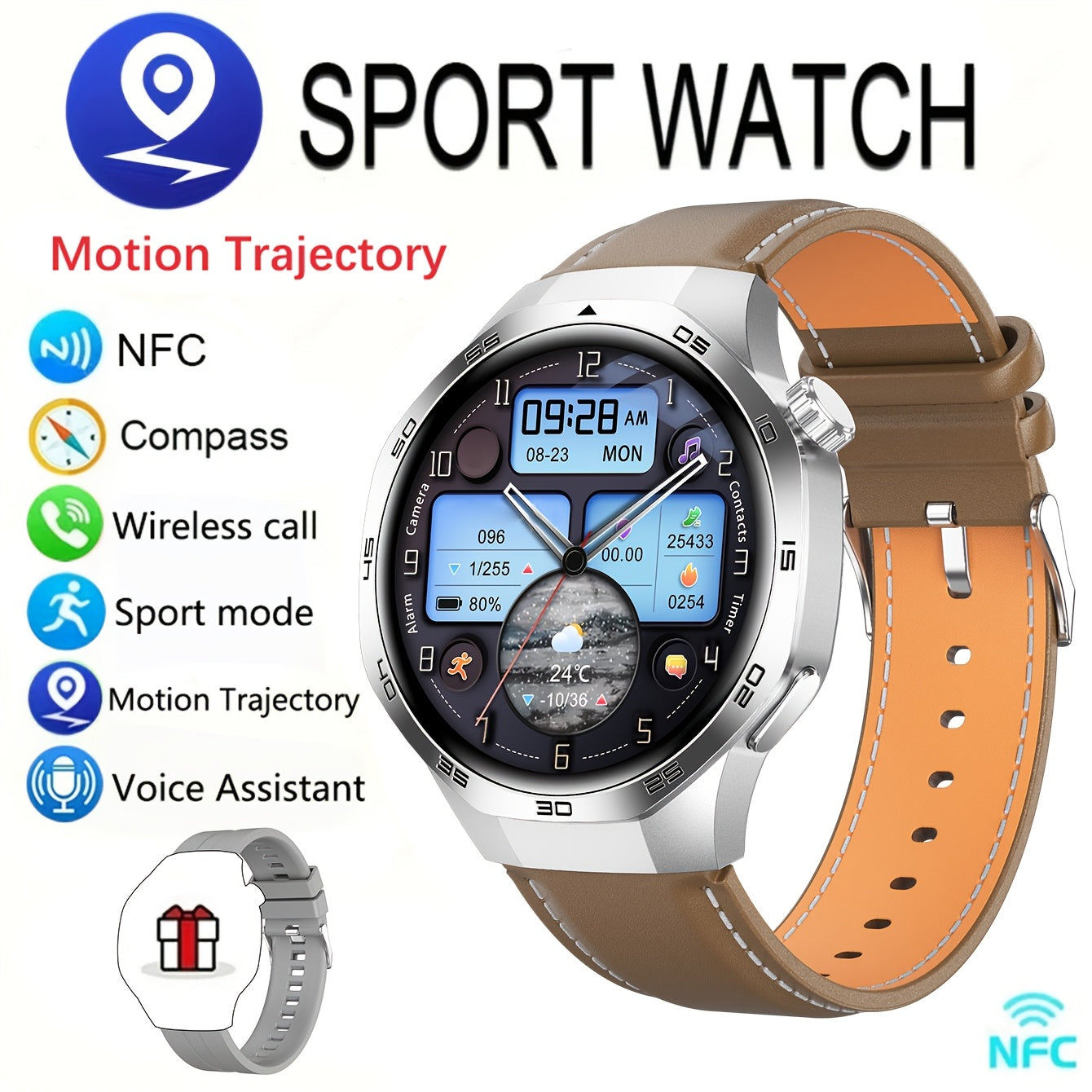 2025 New GPS Motion Trajectory Smart Watch for Men Watch 5 Max with AI Voice Wireless Call NFC, 100+ Sports Modes, Outdoor Sports Men'S Smart Watch, Fitness Tracker with Compass, Father'S