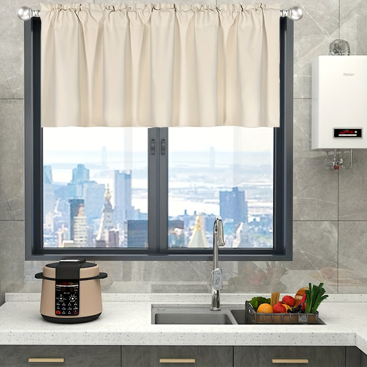 Add a touch of elegance to your kitchen or living room with this stylish, solid color blackout curtain. The rod pocket design makes it easy to hang, while the simple modern style adds a chic flair to any space. Perfect for adding some privacy to your