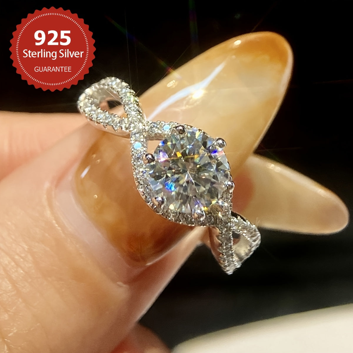 1 karat Moissanite to'y uzuk, porloq 925 sterling kumush bilan - Mukammal va'da uzuki yoki zargarlik aksessuari