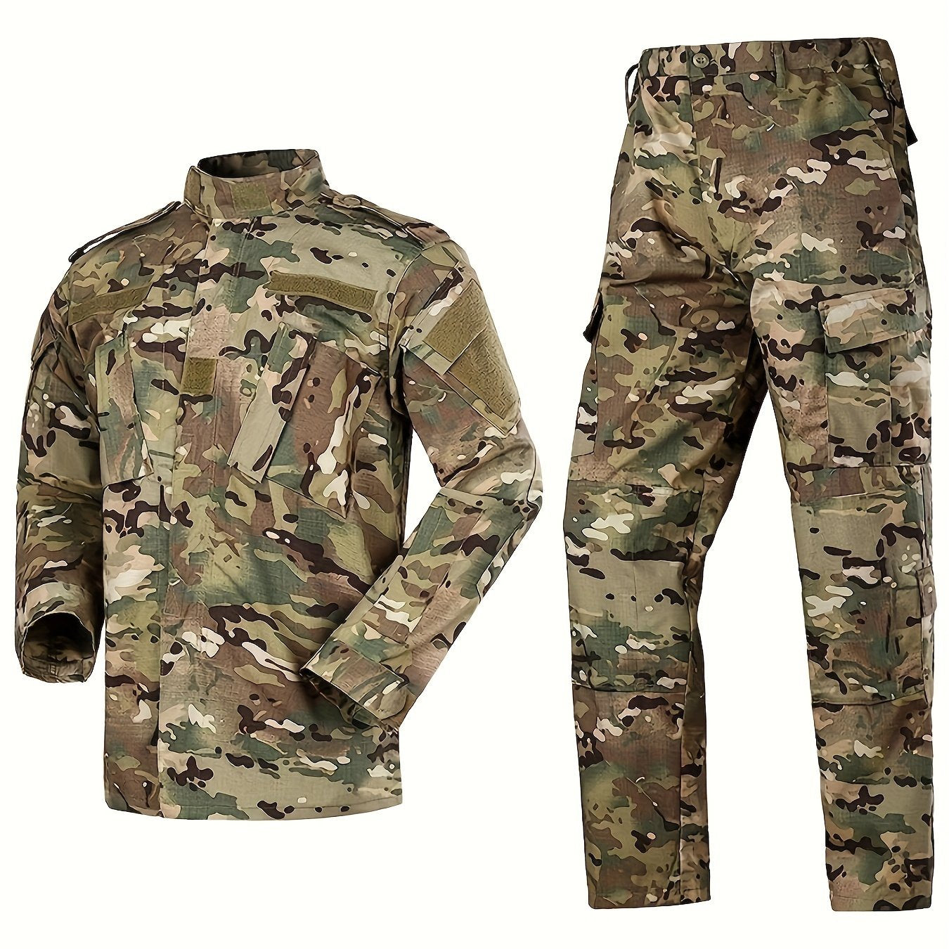 2nd Gen Camo Training Suit - Durable Polyester, Machine Washable, Zip Jacket & Cargo Pants, Perfect for Spring/Fall Outdoor Activities