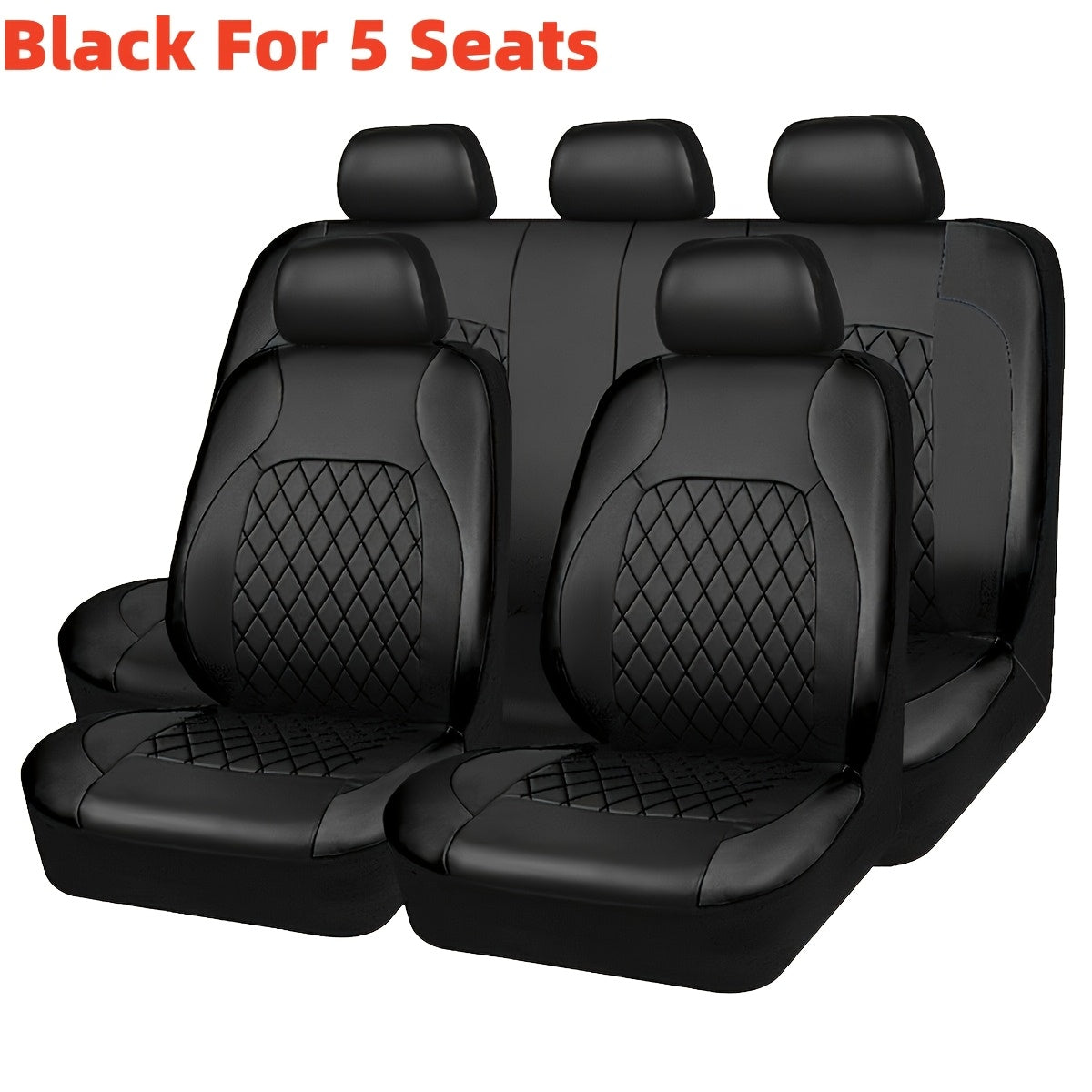 Upgrade your car seats with premium 5-seater comfort car seat covers featuring PU leather diamond pattern, suitable for airbags, breathable, with zipper design for a luxurious experience.