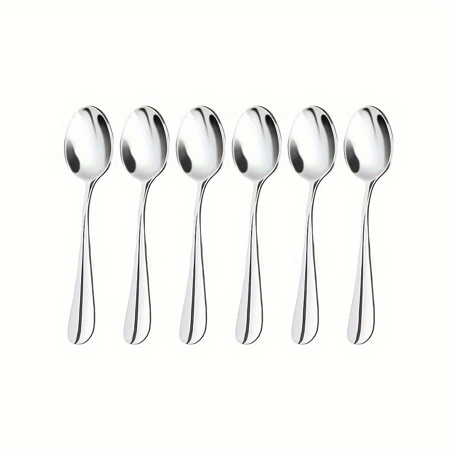 Set of 6/8 Stainless Steel Coffee, Tea, and Mini Spoons Perfect for Afternoon Tea and Desserts, Dishwasher Safe, Ideal for Home Kitchen, Restaurant Use, and Table Setting, Each Spoon 13.69cm Long