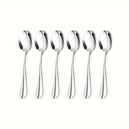 Set of 6/8 Stainless Steel Coffee, Tea, and Mini Spoons Perfect for Afternoon Tea and Desserts, Dishwasher Safe, Ideal for Home Kitchen, Restaurant Use, and Table Setting, Each Spoon 13.69cm Long