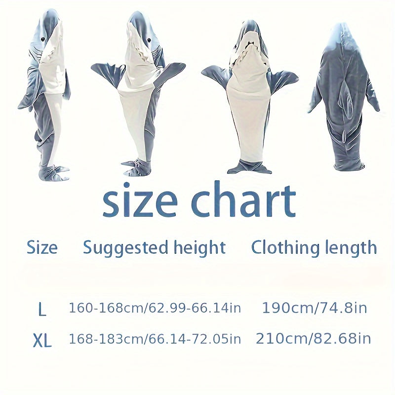 The Shark Wearable Blanket Hoodie is perfect for adults who love cute animal themes. Made with soft and cozy polyester knit, this portable blanket comes with a convenient hood for extra warmth. It is machine washable for easy care and can be worn as a