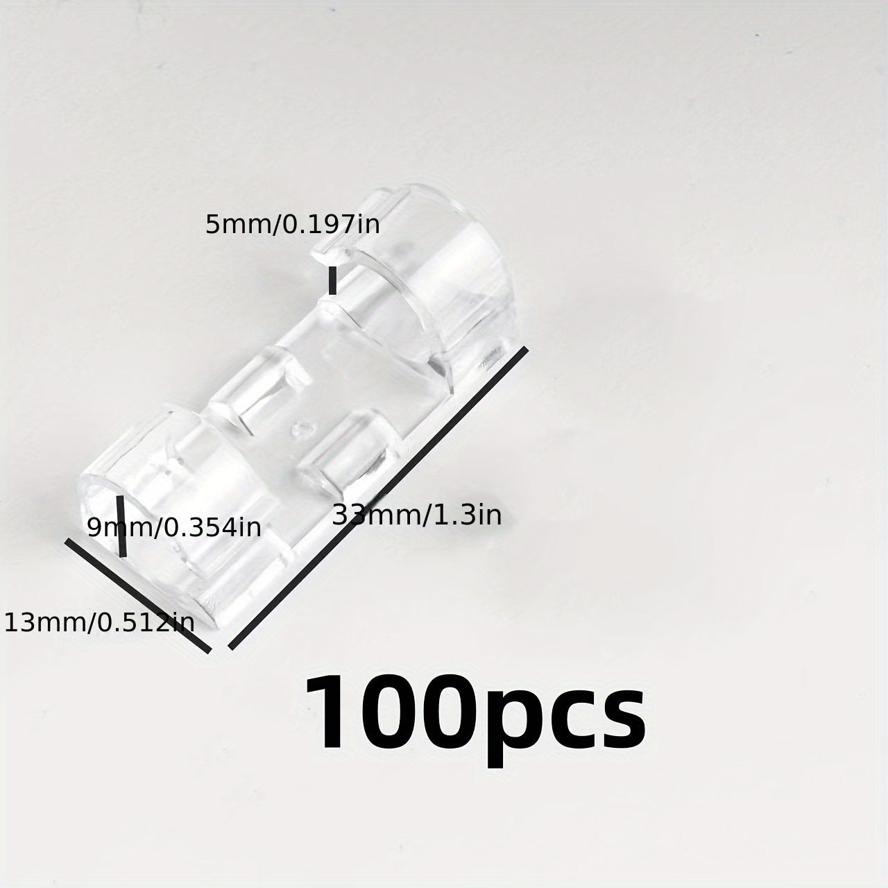 Clear plastic cable clamps for organizing wires in various spaces with a simple and secure design.