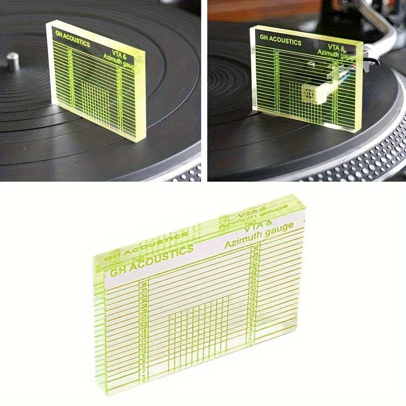 FF Bonfires Acrylic VTA & Azimuth Adjustment Ruler for Vinyl Record Player, a transparent measurement tool for phono tonearm alignment.