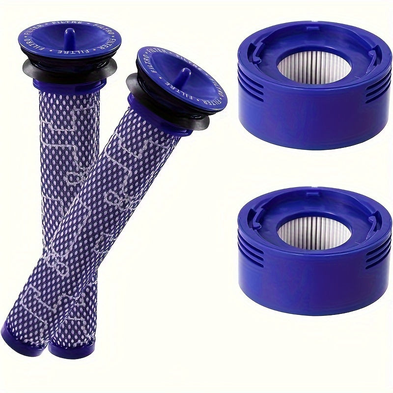 Comparison between 2 or 4 pieces of Dyson Vacuum pre-filter (compatible with V6, V7, V8, DC59, DC58 models) replacements (965661-01 and 967478-01) and 1 piece of front filter mesh plus 1 piece of rear filter mesh or 2 pieces of front filter mesh plus 2