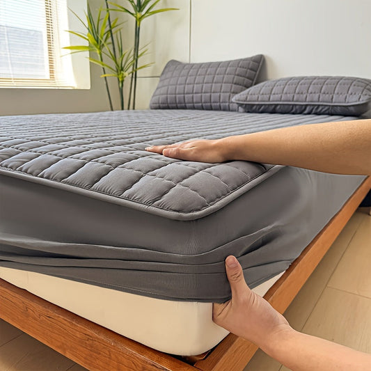 Waterproof Quilted Mattress Protector in One Piece, Ensuring Soft and Comfortable Solid Color Bedding. Perfect for Bedroom, Guest Room, Hotel, Apartment, or School Use. Pillow and Core not Included.