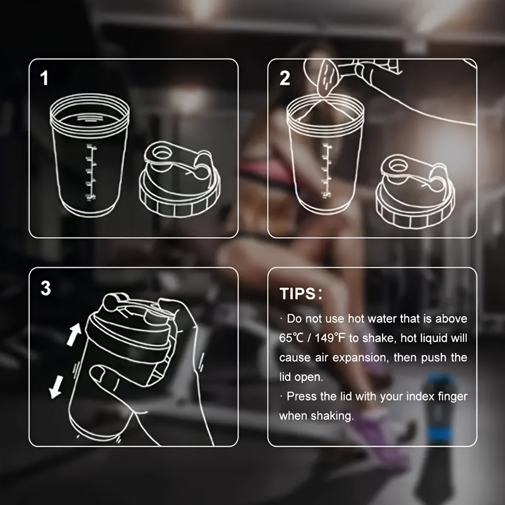 Portable protein shaker made from durable PP material for gym and outdoor fitness enthusiasts