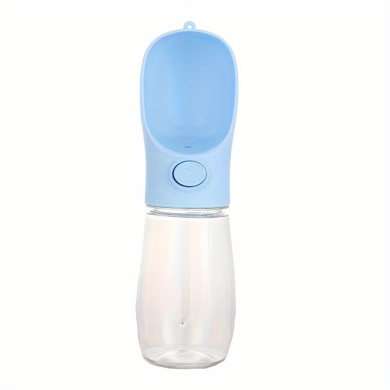 Portable dog water bottle with accompanying cup for easy feeding and drinking