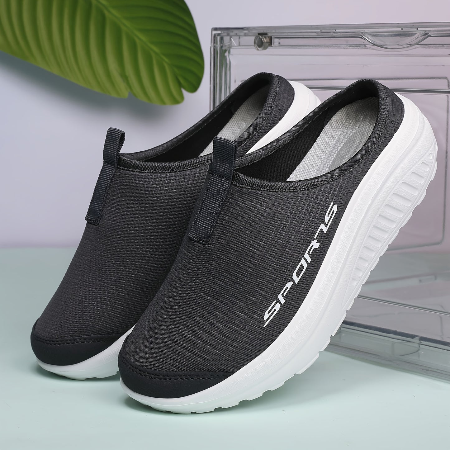 Women's slip-on sneakers with breathable mesh, EVA sole, comfortable insole, all-season low top design, stylish clogs, and slip-resistant.