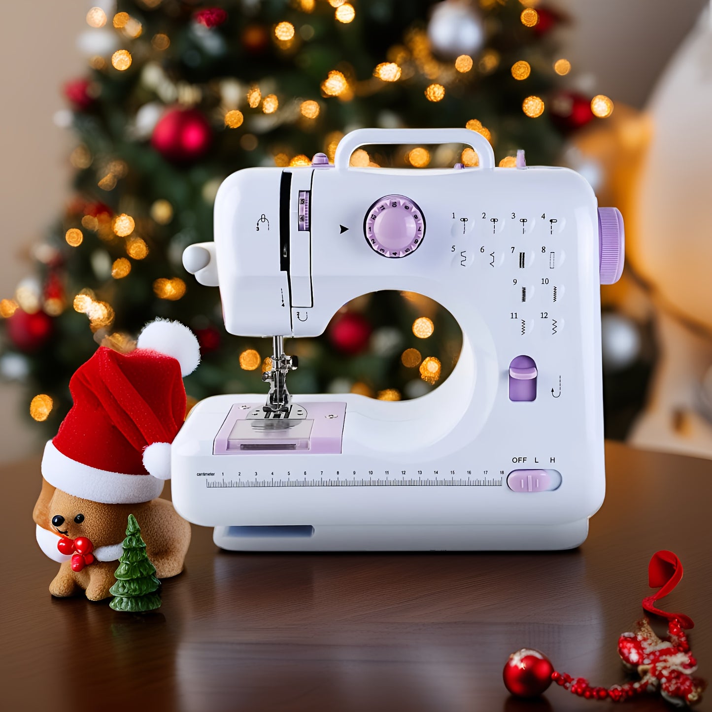 Portable sewing machine comply with European regulations - 12 stitches, dual-speed pedal, perfect for home and beginner use.