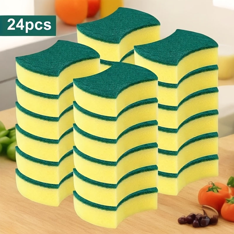 Pack of 24 Cleaning Sponges with Powerful Stain Removal and Antibacterial Properties, Effortless Residue-Free Cleaning, Ideal for Kitchen, Bathroom, and Household Cleaning