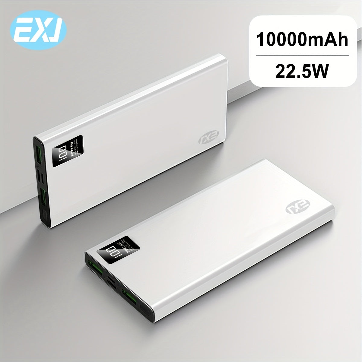 EXJ 20000mAh/10000mAh Power Bank with Fast Charging, LED Display, 2 USB 3.0 Type C QC PD4 Ports. Compatible with iPhone, Android, Samsung, and more.