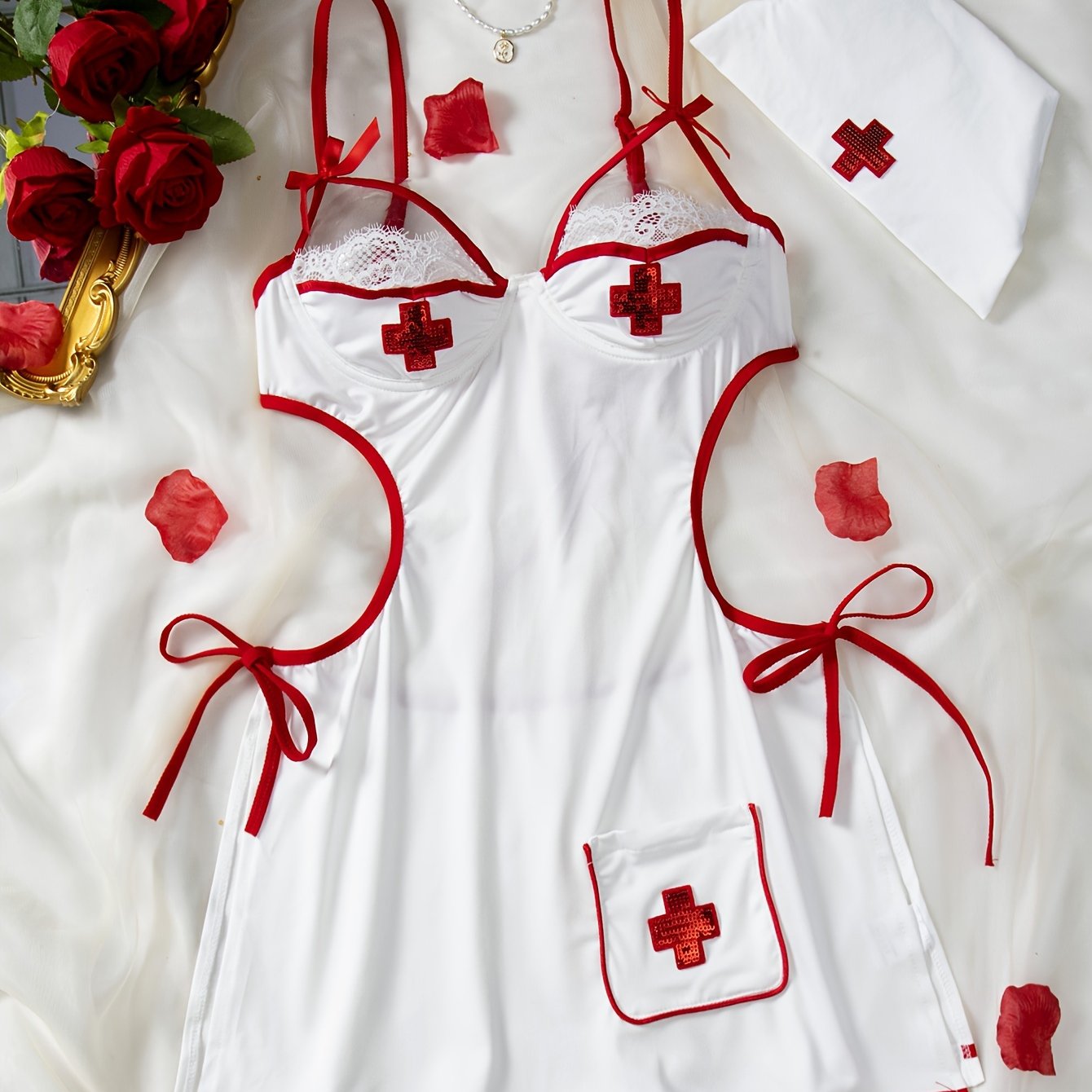 Nurse uniform 1236 with skirt and hat, sexy lingerie