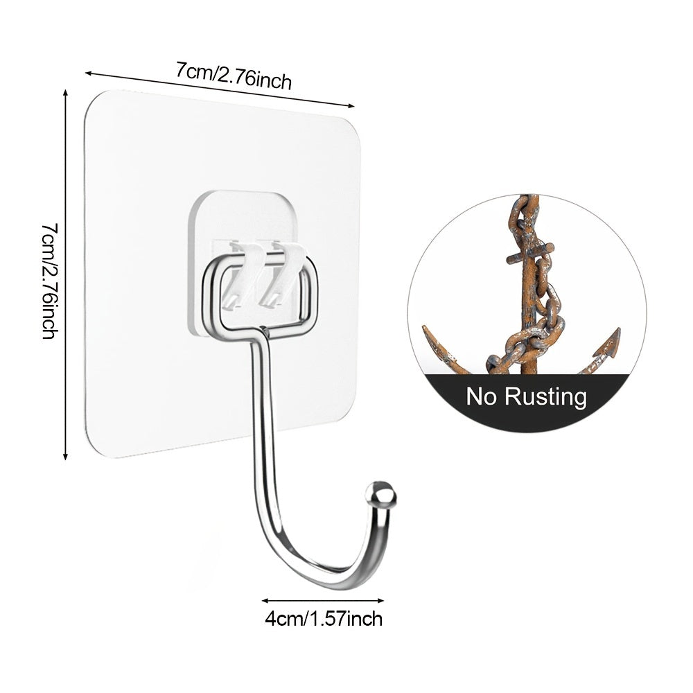 10pcs All-Purpose Large Adhesive Hooks for Heavy Duty Hanging, Waterproof Stick.