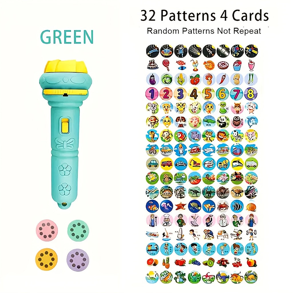 WISEHULEN Youngsters' Projection Flashlight with 32 Educational Patterns - Interactive Learning Toy for Ages 5-10, Durable ABS Material, Various Themes