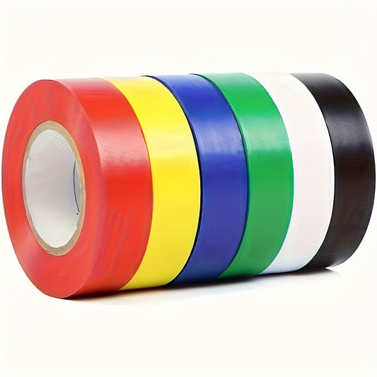 6-Pack of Multi-Color Gaffer Tape with durable plastic insulation for up to 600V voltage, suitable for home and vehicle wiring protection. Dustproof.