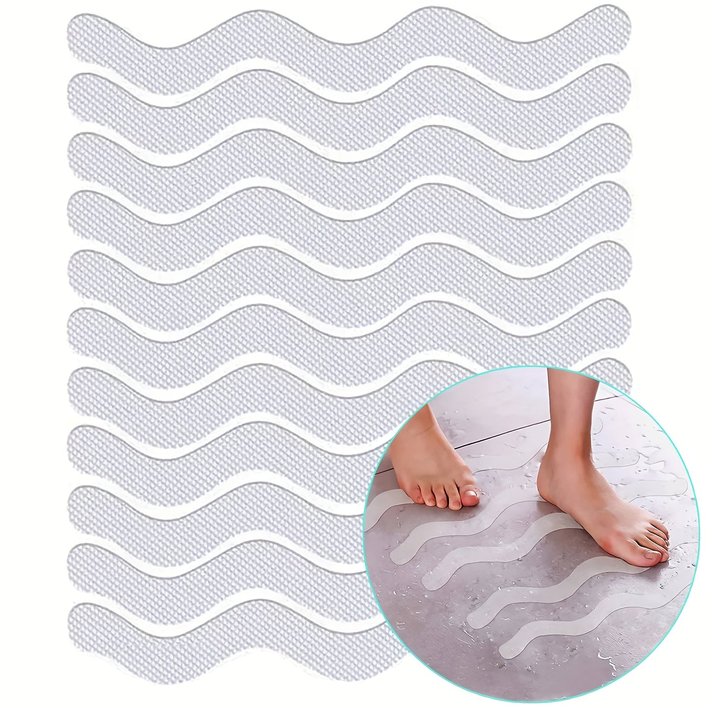 24pcs anti-slip stickers for bathroom floor and shower to prevent slips and falls, easy to apply and remove.