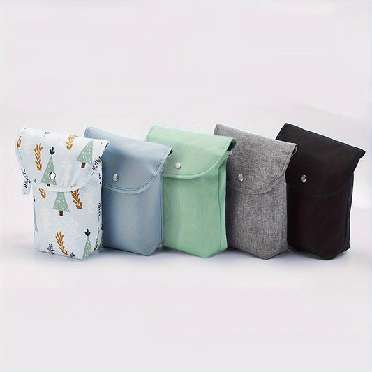 Durable Polyester Diaper Storage Bag with Multiple Pockets and Cute Prints for Kids - Portable and Convenient Nappy Organizer