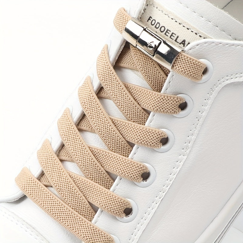 Women's white laces with buckles for sneakers.