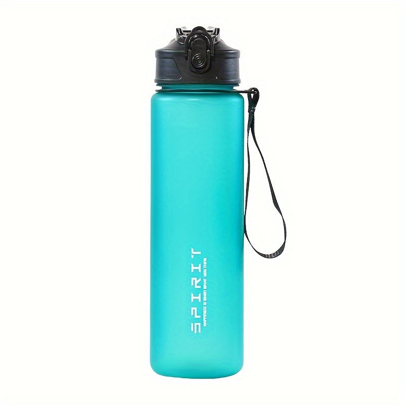 Durable frosted plastic sports water bottle with rainbow gradient, ideal for outdoor activities.