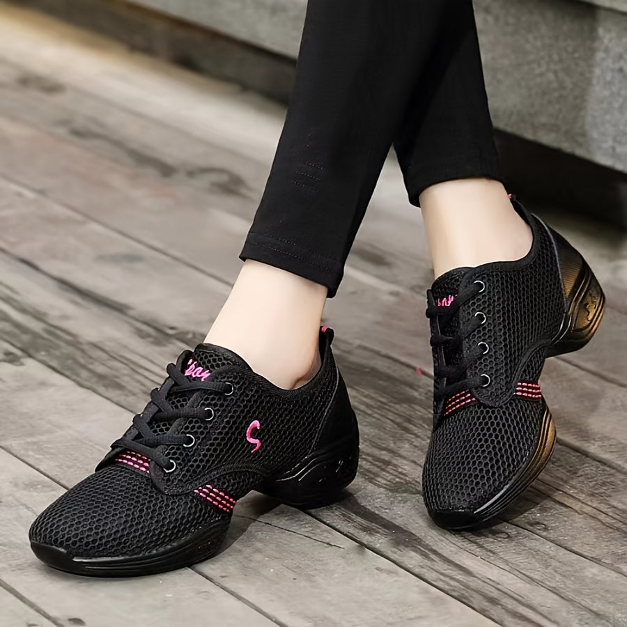 Breathable lace-up low top sneakers for women, ideal for dance and casual outdoor sports.