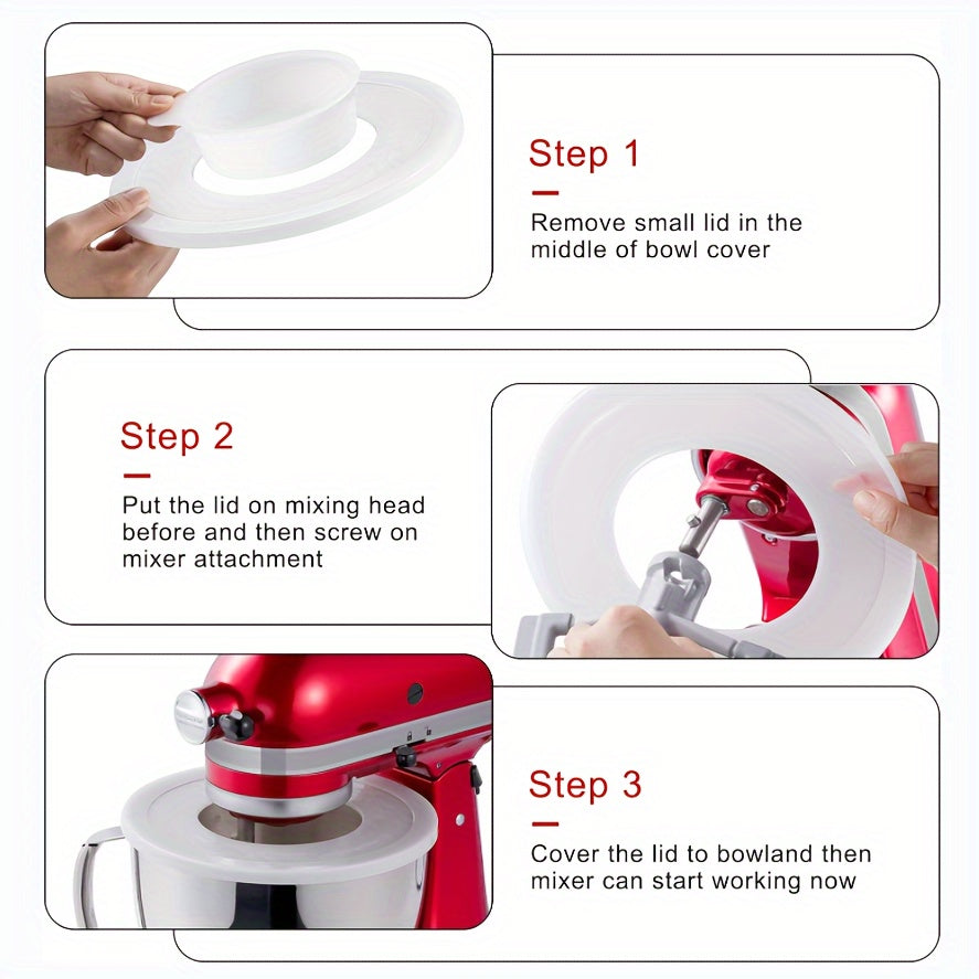 One piece of a kitchen appliance brand's 4.5-5 Quart Tilt-Head Stand Mixer Splash Guard with Dump Window, designed to prevent ingredient spills and dishwasher safe.