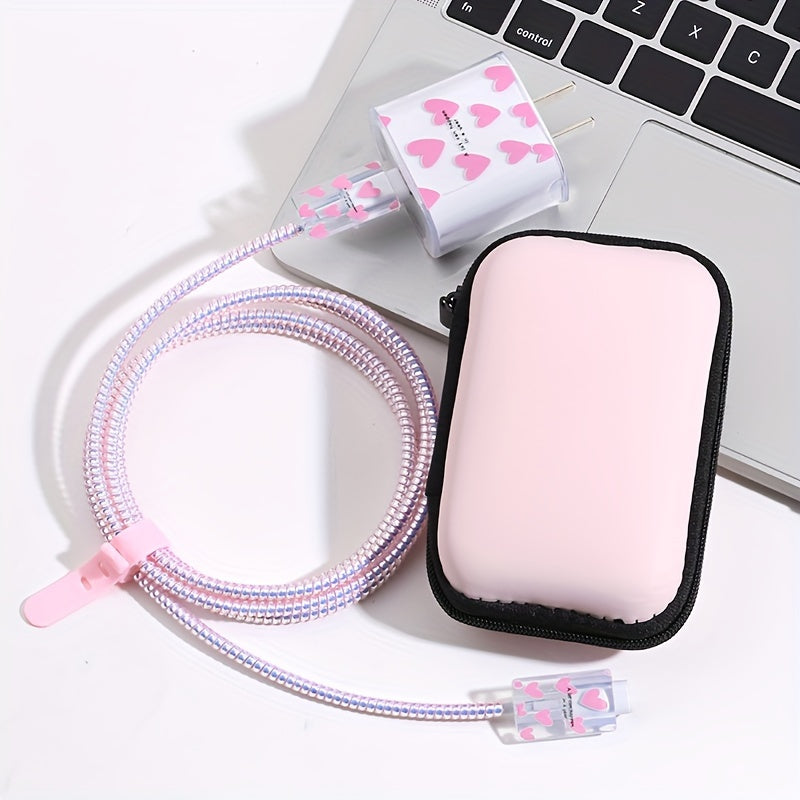 Hard shell case for iPhone charging cable and accessories, 6-piece organizer for quick charge data line, no battery - cable management kit.