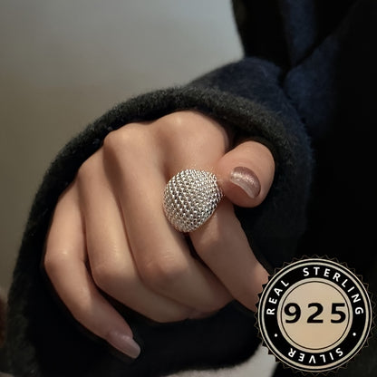 925 Sterling Silver Hollow Ball Ring with Adjustable Open Design - Elegant, Sexy, and Perfect for Casual Attire or Gifting