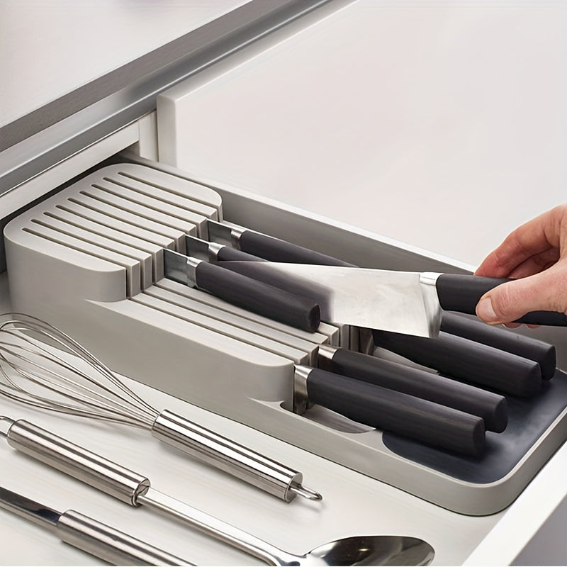 Organize Your Kitchen with a 1pc Drawer Tray for Knives - Holds 9 Knives and Fits in Any Drawer. Perfect Knife Storage Solution!