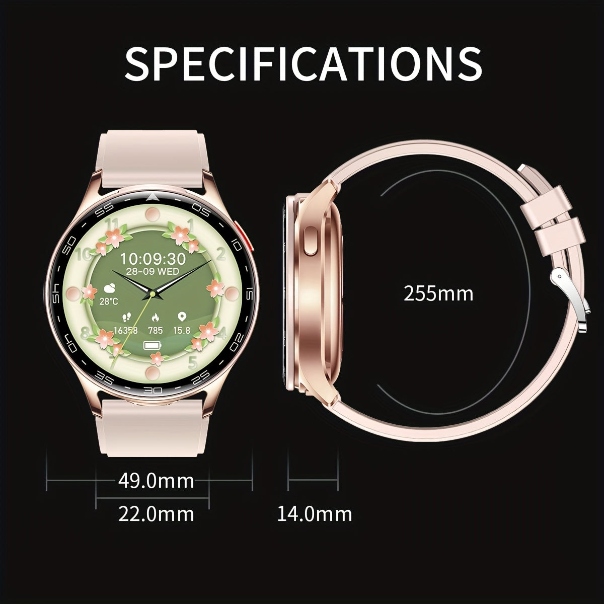 Women's smartwatch with built-in wireless earphone, call answering, music, multiple sports modes, fitness tracking, and a stylish design. Ideal gift for girlfriends and wives.