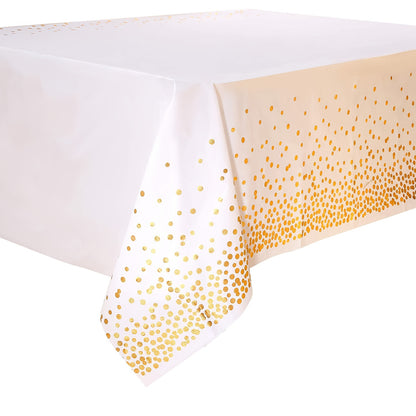 Stylish Black and Gold Dot Tablecloth - Perfect for Parties and Special Events - Easy to Clean, Eco-Friendly, Festive Design.