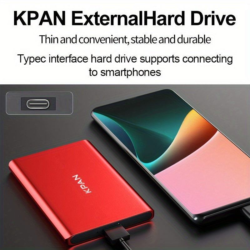 KPAN Portable USB 3.0 External Hard Drive for high-speed data transfer, large capacity (1TB/500GB/320GB), compatible with PCs, laptops, smartphones & more.