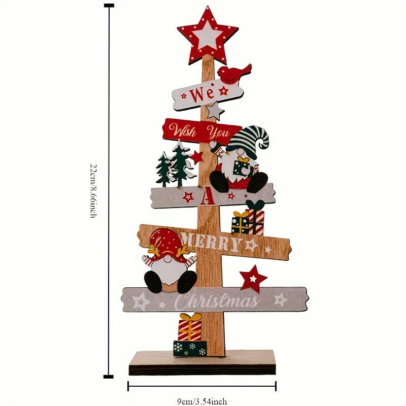 Wooden Christmas Tree & Santa Claus Desktop Sign Ideal for Holiday Decor, Gifts, Parties, DIY Decoration, Plaque, 2024 New Years