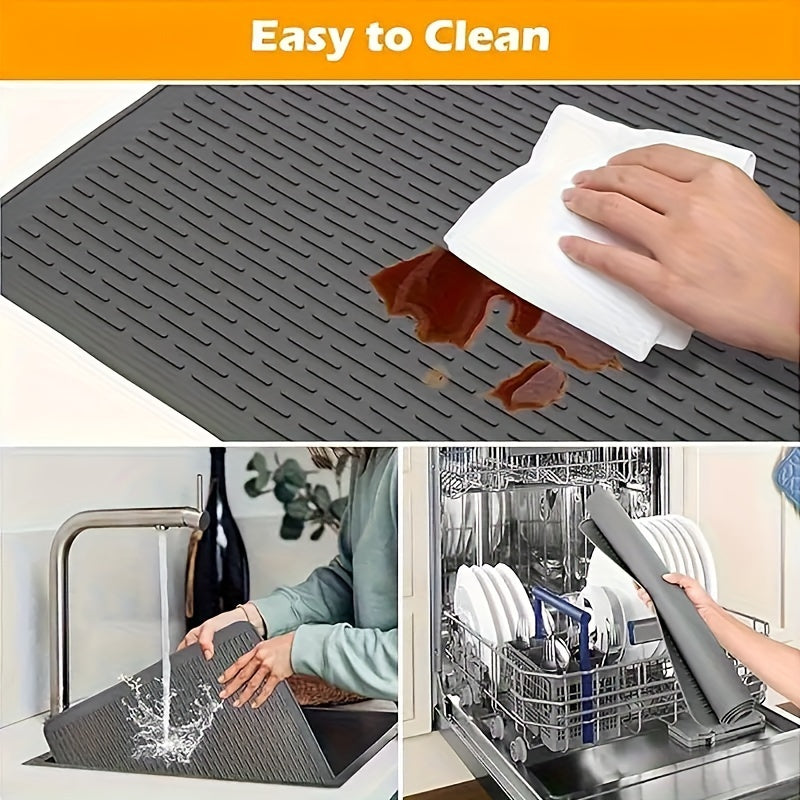 HeatGuard Silicone Stove Top Cover - Protects Ceramic and Glass Cooktops, Foldable and Multipurpose Kitchen Mat for Drying Dishes, BBQ, and Oven Use