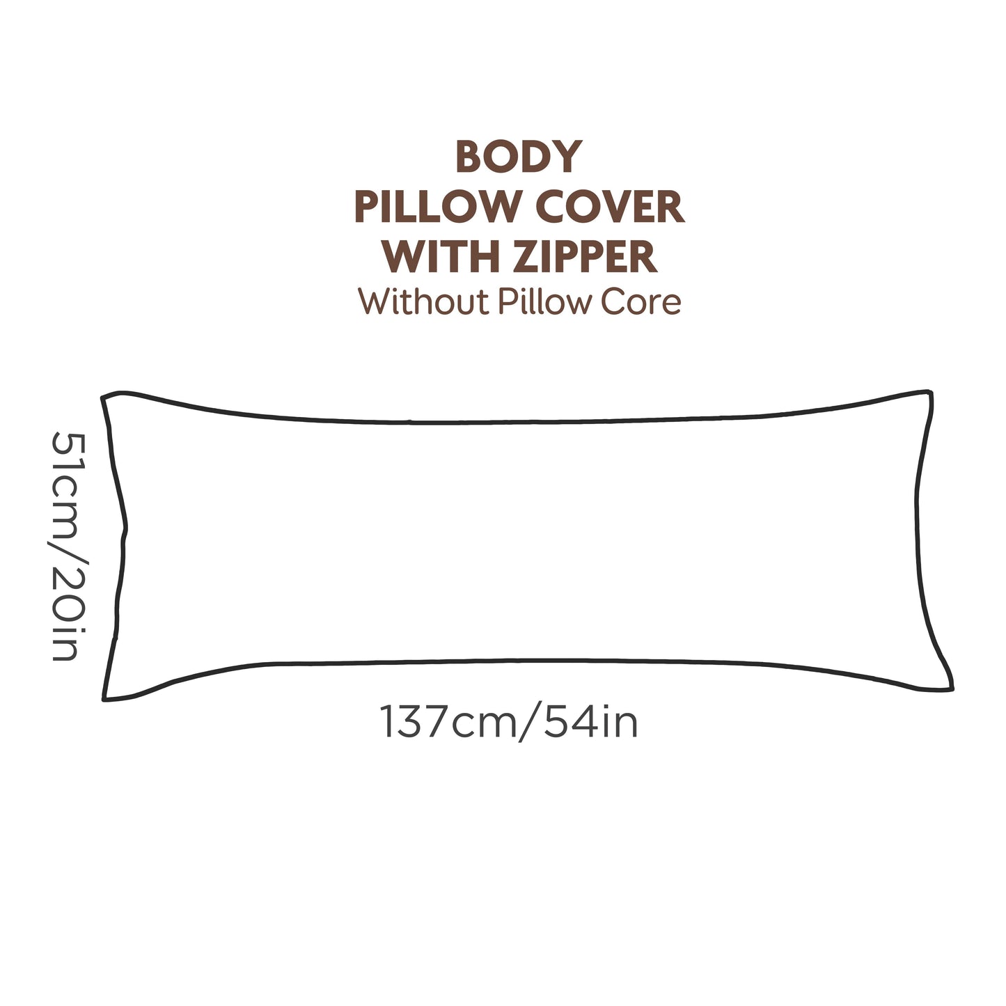 Soft and durable polyester brushed fabric long pillowcase with zipper closure, measuring 51x137cm. Perfect for home bedding decoration. Does not include pillow core.