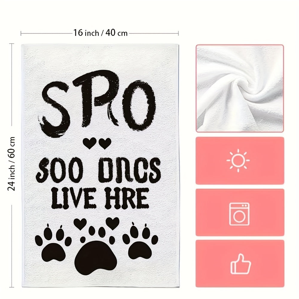 Set of 2 Luxuriously Soft Kitchen Towels featuring the "Spoiled Dogs Live Here" Design, Exceptionally Absorbent and Easy to Clean, 40.64x60.96 cm in Size, Modern Design with Paw Prints, Perfect for Home Decor and Kitchen Use