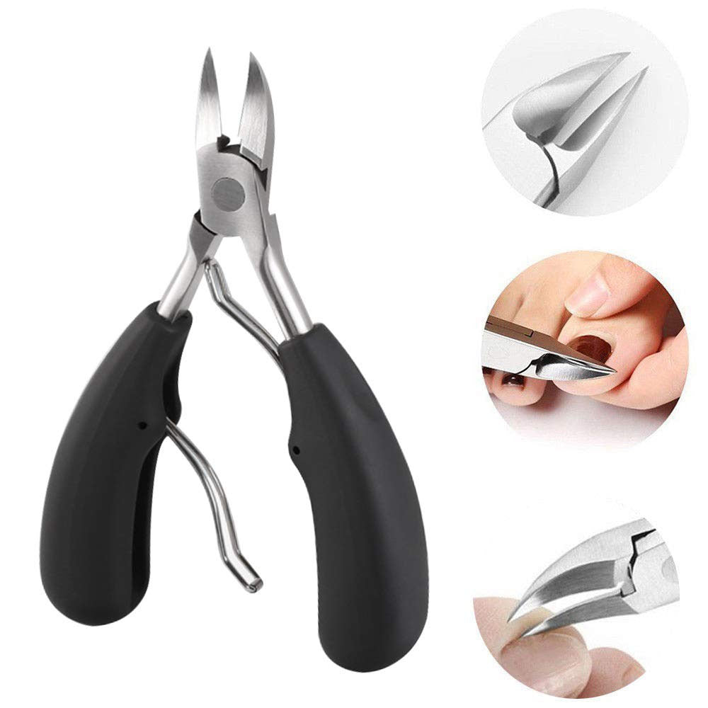 4-piece set of heavy-duty ingrown toenail clippers for thick toenails, ideal for elderly individuals, men, and professionals, featuring easy-to-grip handles and sharp curved stainless steel