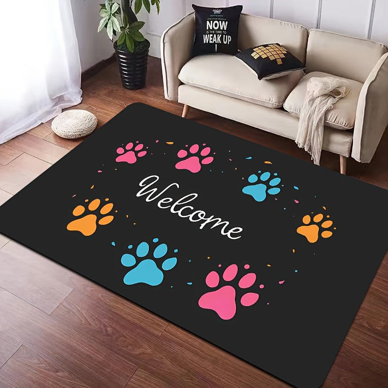 Introducing the Paw Print Gaming Room Rug - 8mm Thick, Easy to Clean, Great for Any Room in the House!