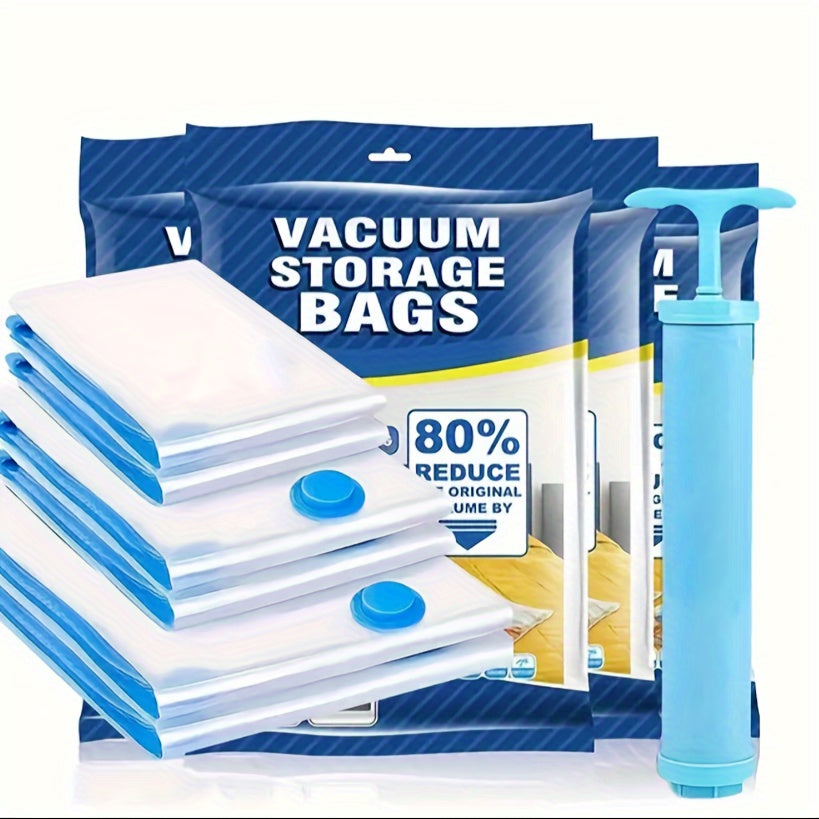 Set of 25 Vacuum Compression Storage Bags, Ensures airtight storage for Clothes, Blankets, Shirts. Ideal for Dorms, Closets, Wardrobes, Bedrooms, and Travel. A great organizer for saving space.