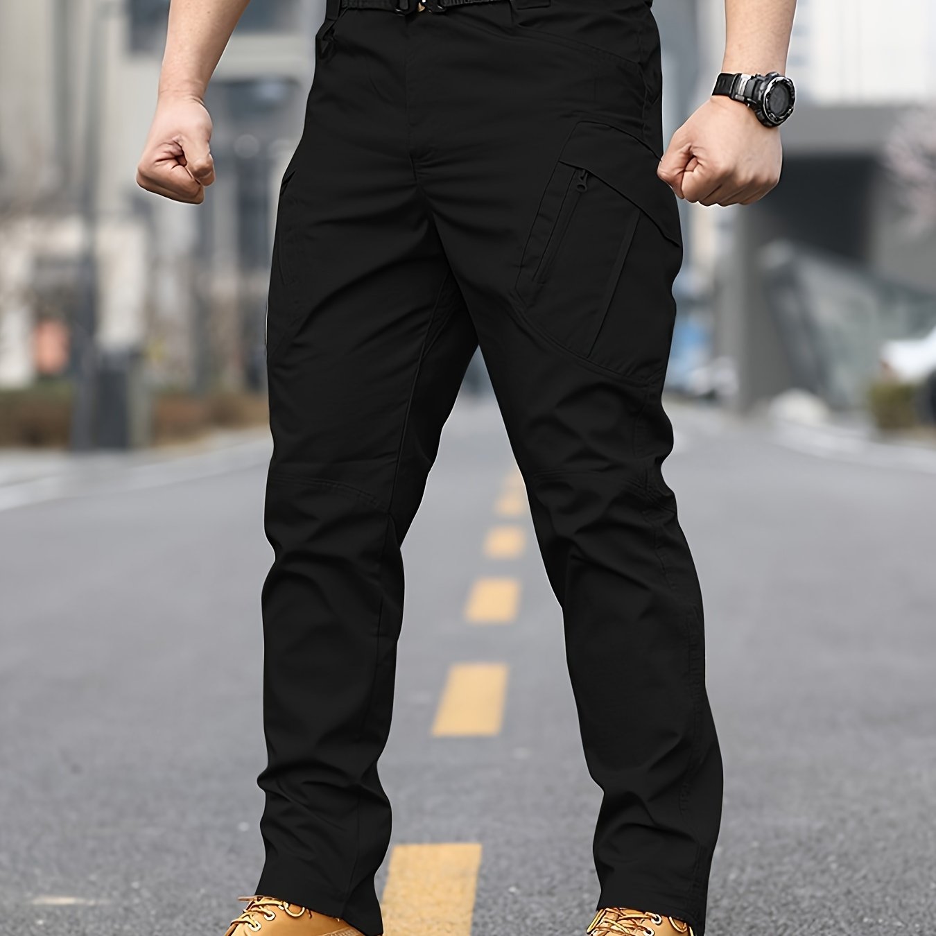 Men's slim combat pants for military training and outdoor activities, featuring a casual and tactical design.