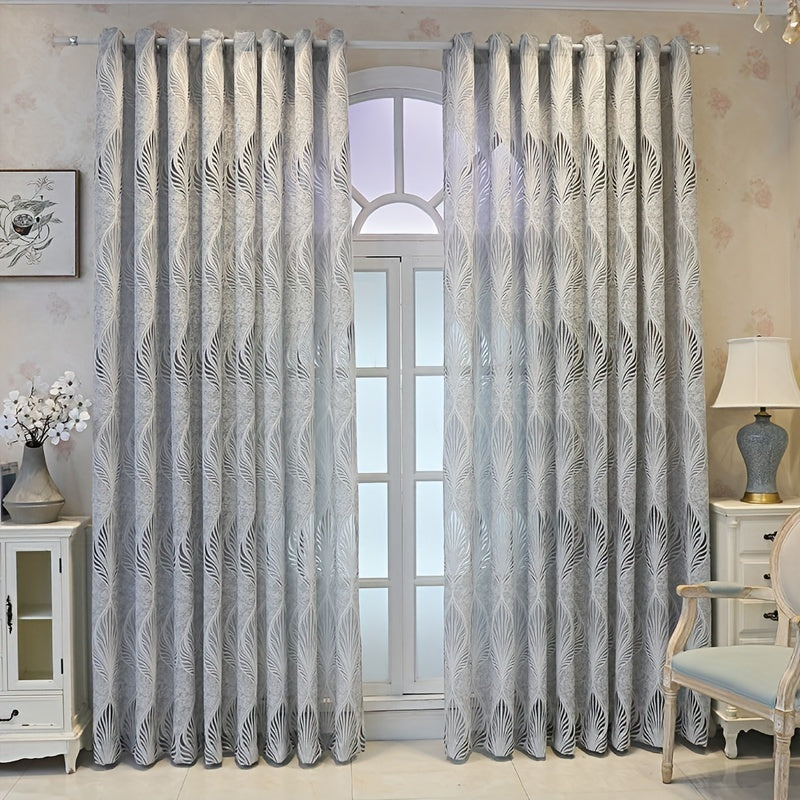 Add a touch of elegance to your living room, bedroom, or balcony with this beautiful jacquard window sheer curtain featuring a hollow leaf design. Enhance the style and privacy of your home decor with this sophisticated piece.