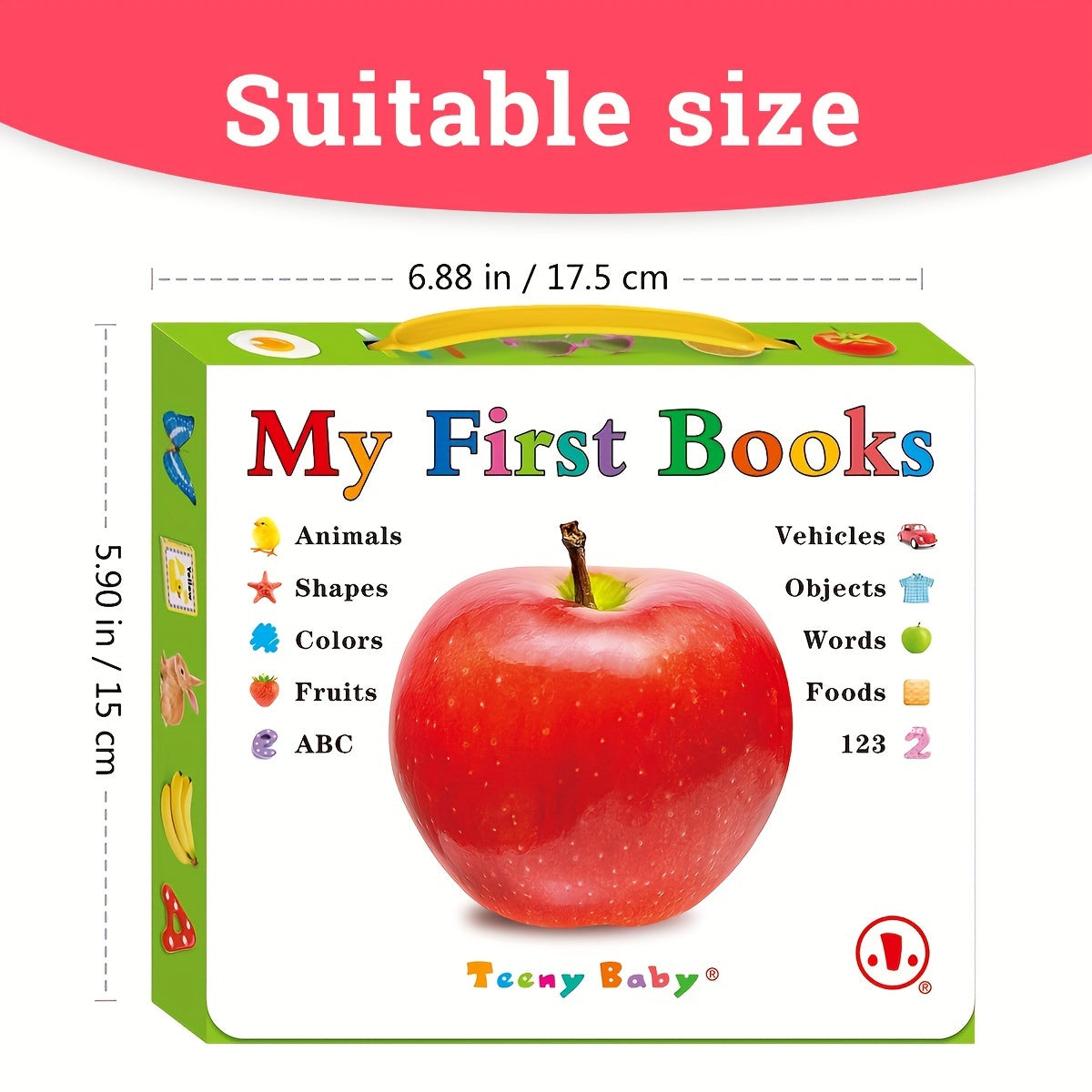 TEENYBABY My First Books Set of 10 - Educational board books for kids on shapes, colors, animals, vehicles, ABC, published in 2022 by Sunshine Children's Educational Association.