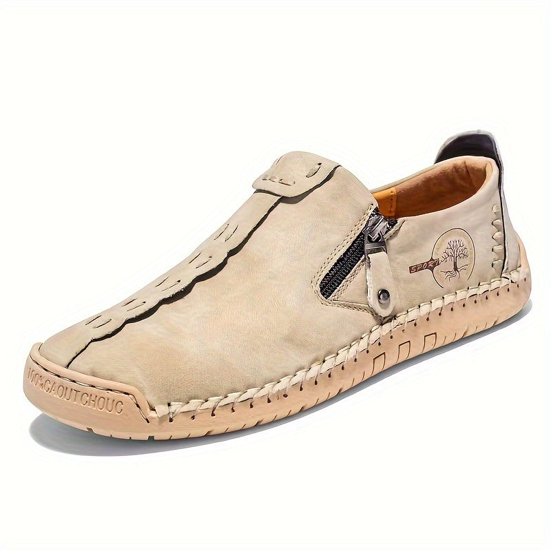 Comfy slip-on business shoes for plus size men with side zipper, non-slip rubber sole, and durability. Ideal for middle-aged men.