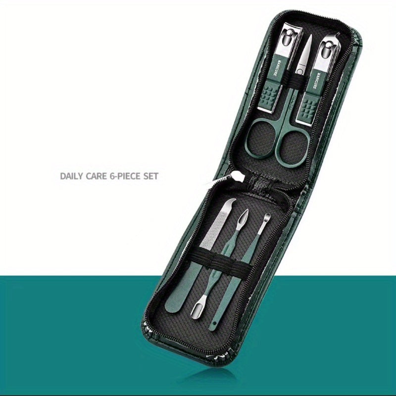 6-piece portable household nail clipper set with ear pick spoon.